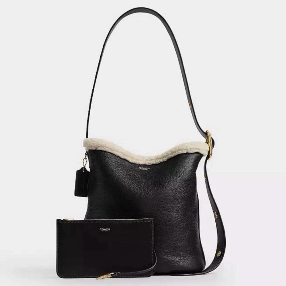 COACH Bleecker Bucket Bag with Genuine Shearling Trim